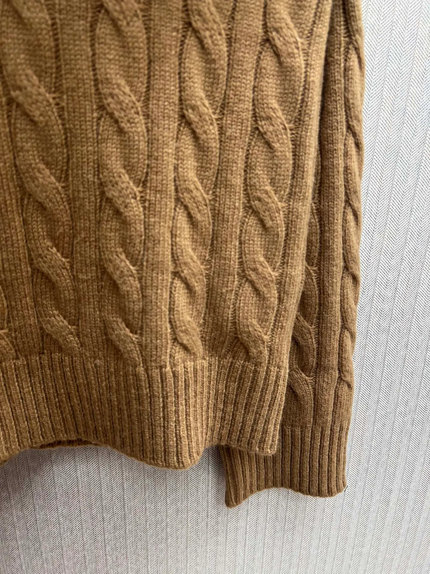 🅿️530 Polo 25ss new solid color pony embroidered long-sleeved sweater, men's khaki, code number: S.M.L.XL.
